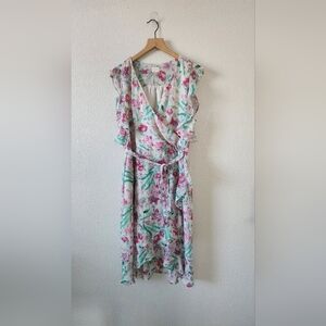 A New Day Women's Medium Floral Faux Wrap Spring Midi Dress